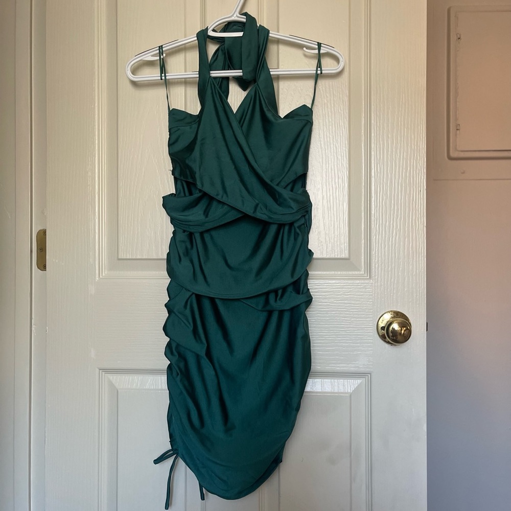 “Blue Blush” Emerald Green Mini Dress